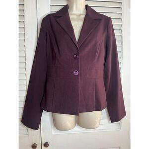Vtg Y2K Byerwear Womens Burgundy Jacket Size L Button Front Classic Tailored